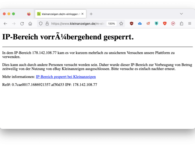 (Ebay) Kleinanzeigen mag EWE-Tel nicht?
